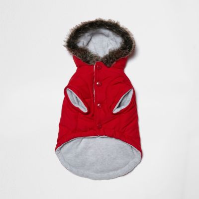 RI Dog red faux fur hooded ski jacket